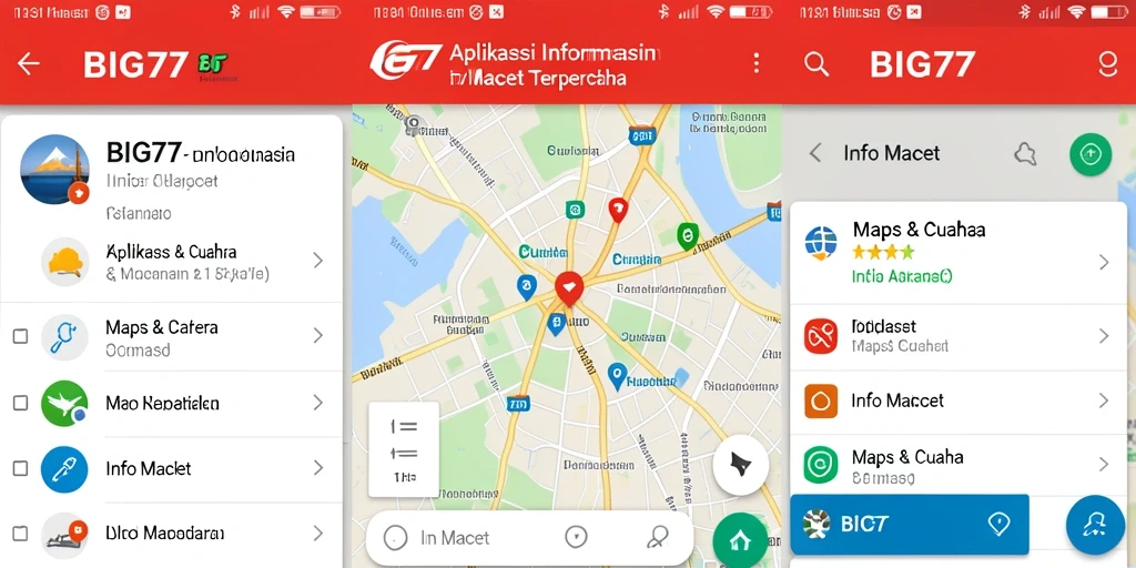 Antarmuka aplikasi BIG77 yang menampilkan informasi kemacetan terkini.