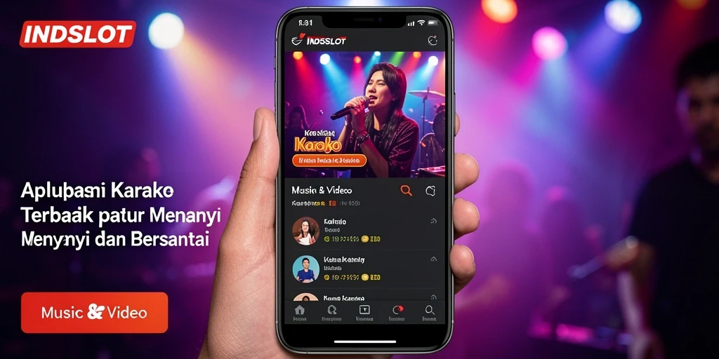 Antarmuka aplikasi Karaoke INDSLOT yang menarik dan mudah digunakan.