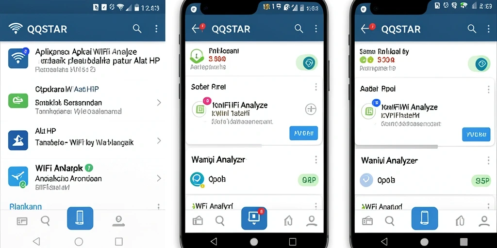 Antarmuka aplikasi QQSTAR menampilkan analisis WiFi secara jelas dan informatif.