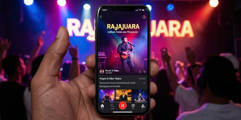 Antarmuka menarik dan fitur karaoke yang menyenangkan di RAJAJUARA.